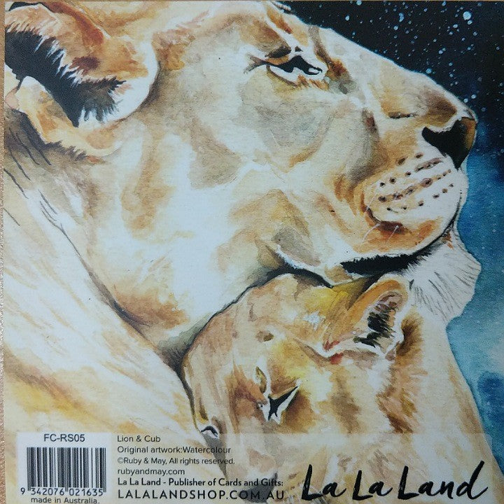 LIONESS WITH CUB GREETING CARD