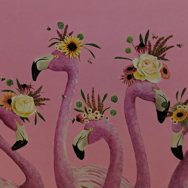 GREETING CARD FLAMINGOES
