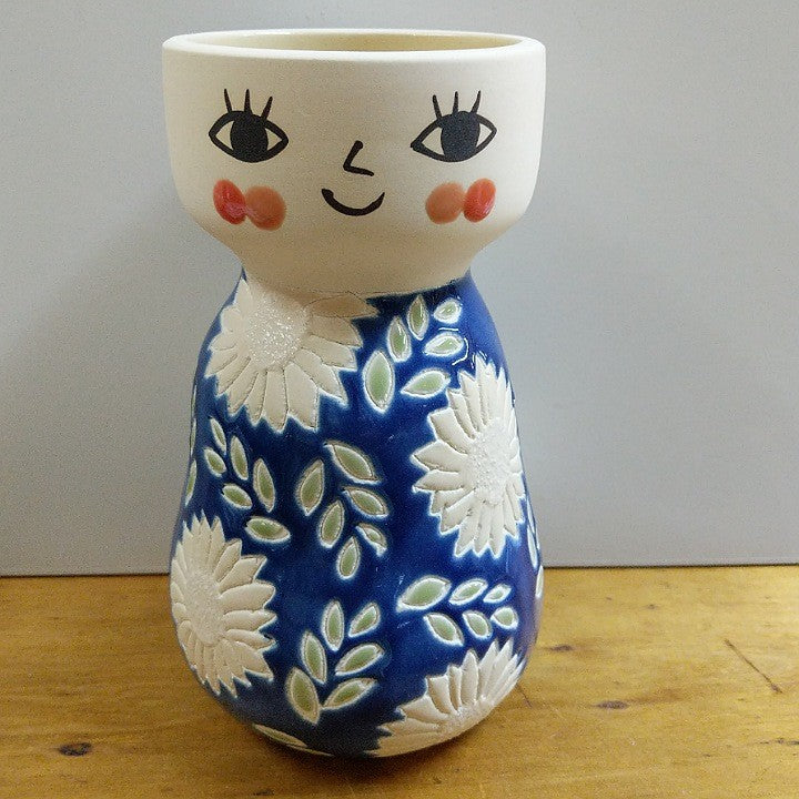 FACE VASE MISS COZETTE FLORAL BLUE