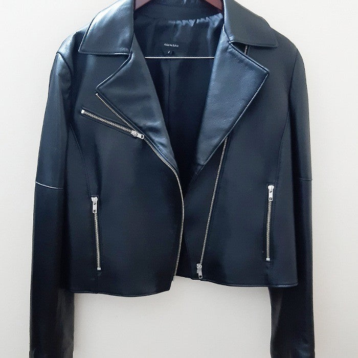 BLACK LEATHER BIKER JACKET