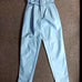 LEATHER TROUSERS BELTED HIGH WAISTED CLOUD SIZE 2