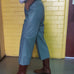 LEATHER PANTS CLOUD BLUE COLOUR SIZE 2