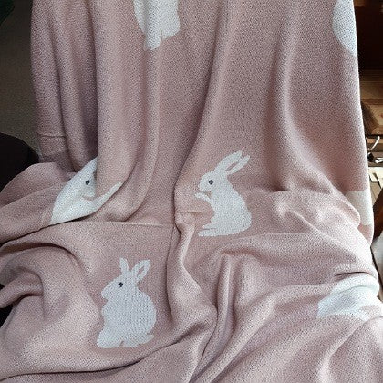 PINK COTTON BUNNY THROW