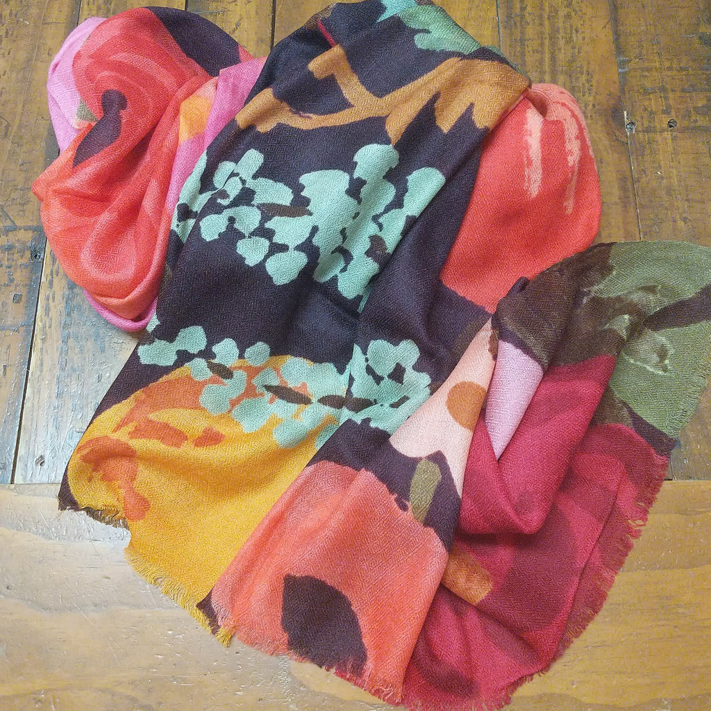 SHAWL FINE MERINO WOOL AUTUMN TONES