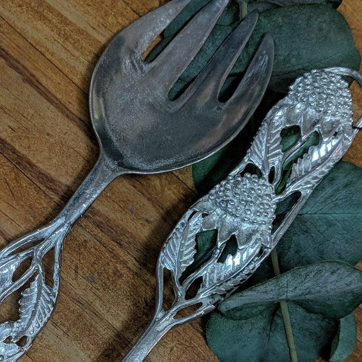 AUSTRALIAN MADE SILVER PEWTER SALAD SERVERS