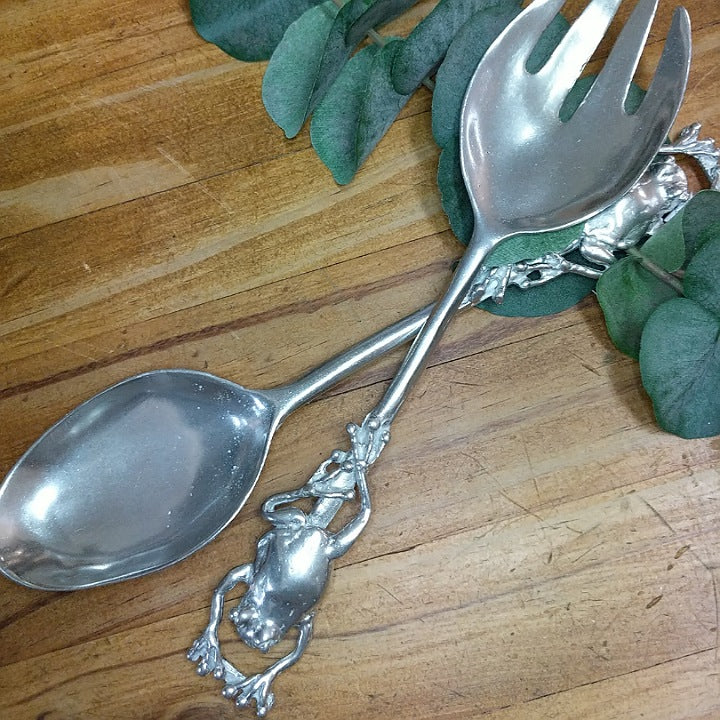 AUSTRALIAN MADE SILVER PEWTER SALAD SERVERS