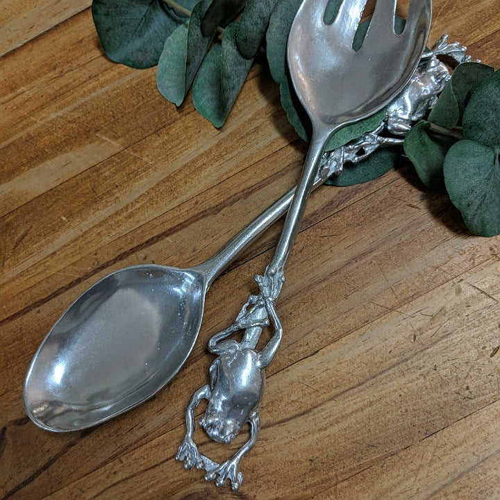 AUSTRALIAN MADE SILVER PEWTER SALAD SERVERS