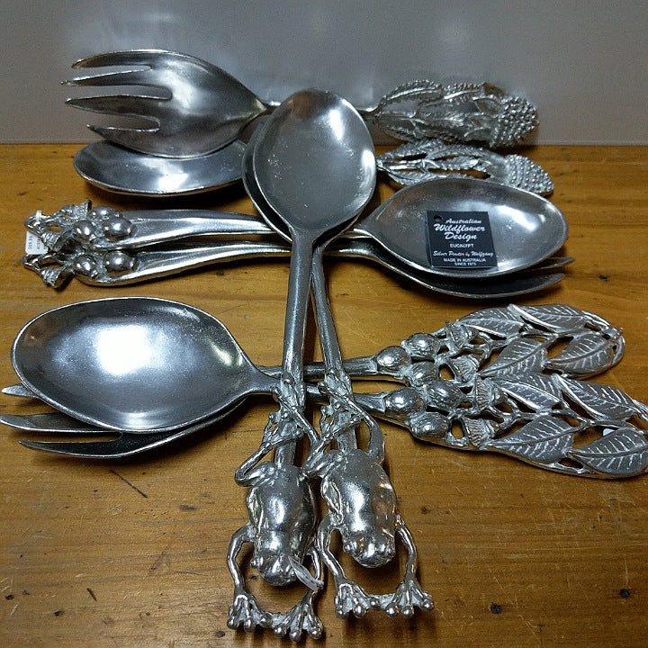 AUSTRALIAN MADE SILVER PEWTER SALAD SERVERS