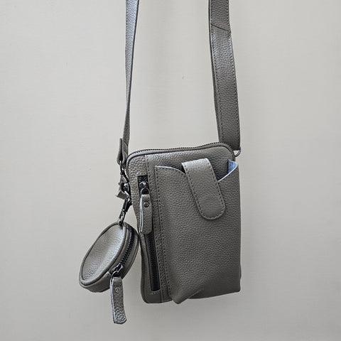 LEATHER PHONE BAG TAUPE