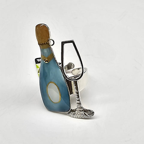 TARATATA ENAMELLED CELEBRATION JEWELLERY MADE IN FRANCE [STYLE:BLUE BOTTLE]