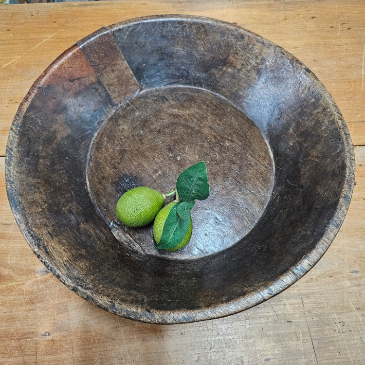 LARGE WAXED WOODEN BOWL