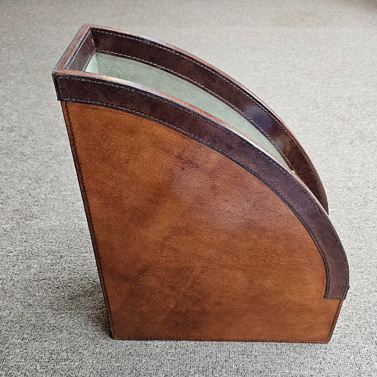 LEATHER MAGAZINE RACK STANDING