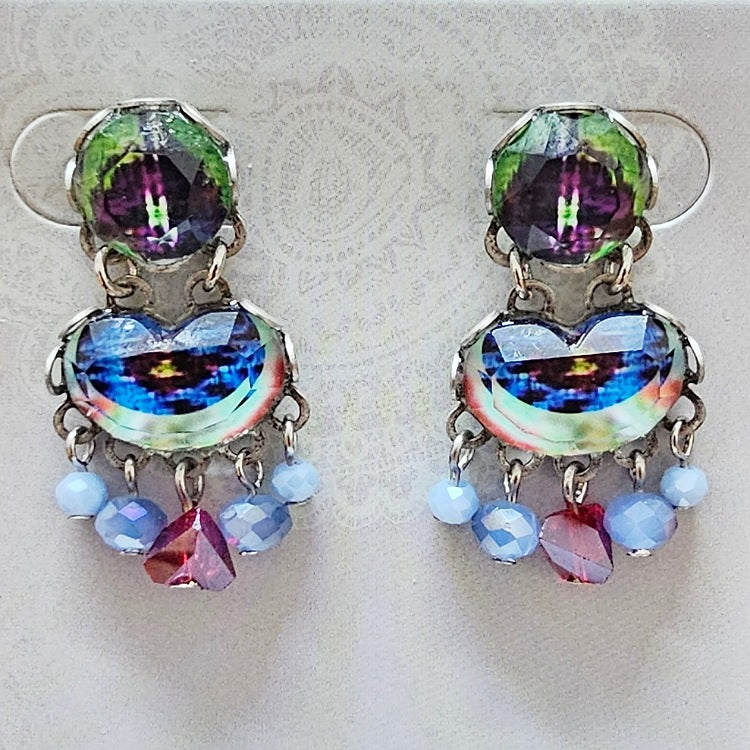 AYALABAR PIERCED STUD DROP EARRINGS BLUE GREEN