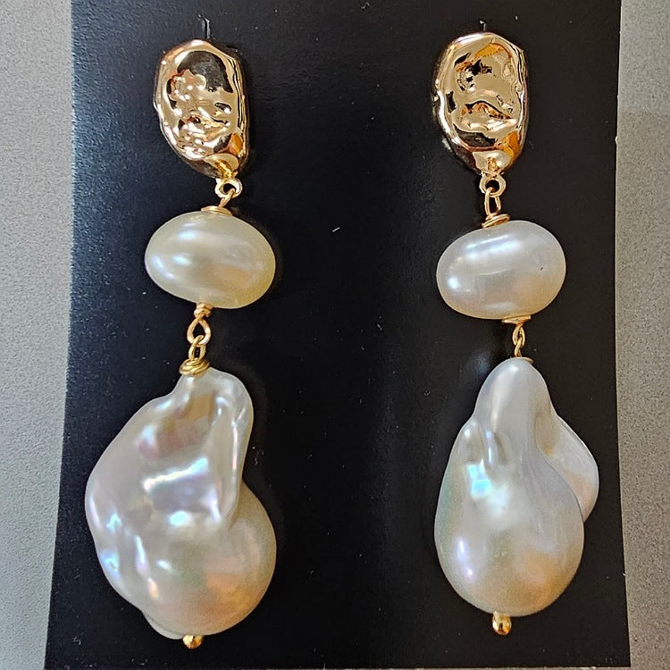 EARRINGS GOLD DISC AND PEARLS