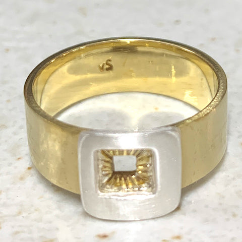 RING BRASS BAND STERLING SQUARE FEATURE [SIZE:7.5]