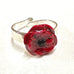 TARATATA ENAMELLED JEWELLERY SILVER WITH RED FLOWER [DESIGN:RING]