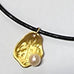 FRESHWATER PEARL ON GOLD PENDANT BLACK CORD NECKLACE