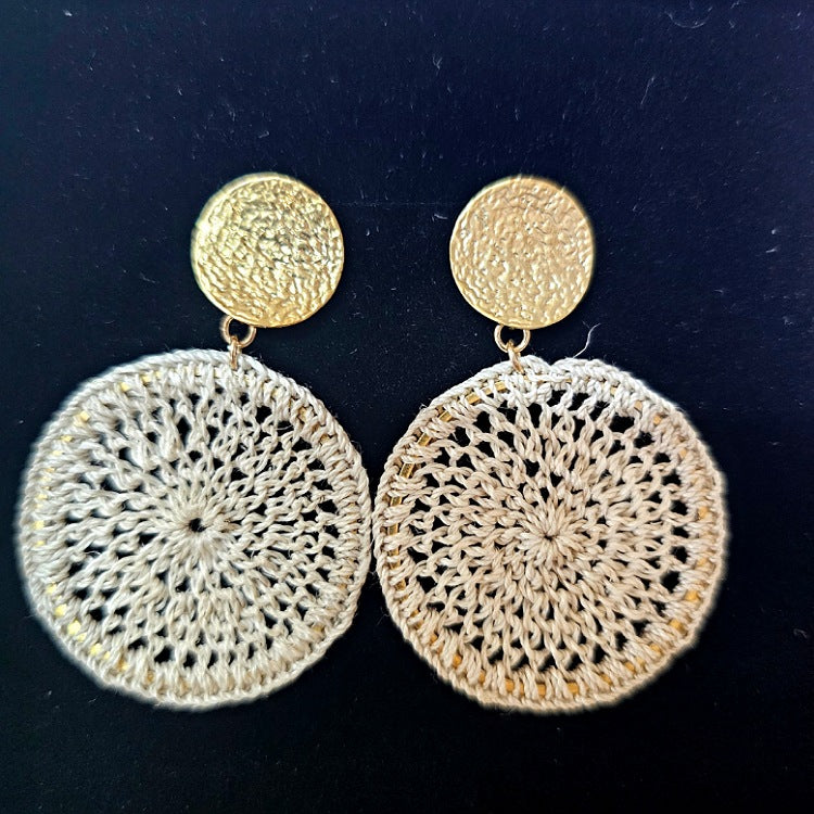 BILUM AND BILAS BISMARK BASKET DISC EARRINGS GOLD