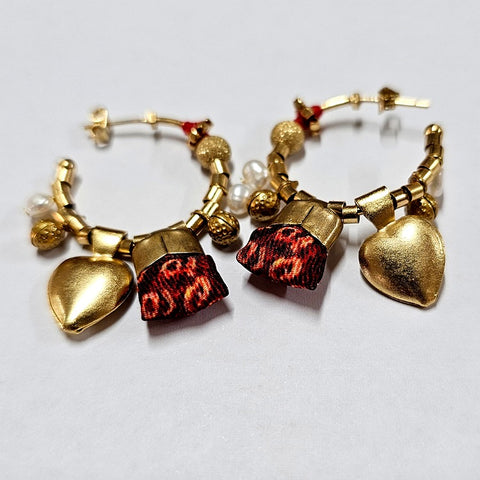 AYALABAR EARRINGS GOLD HOOP ON POST HEART