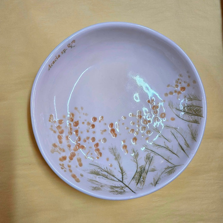 BOWL SHALLOW CERAMIC 22 CM [PRINT:ACACIA]