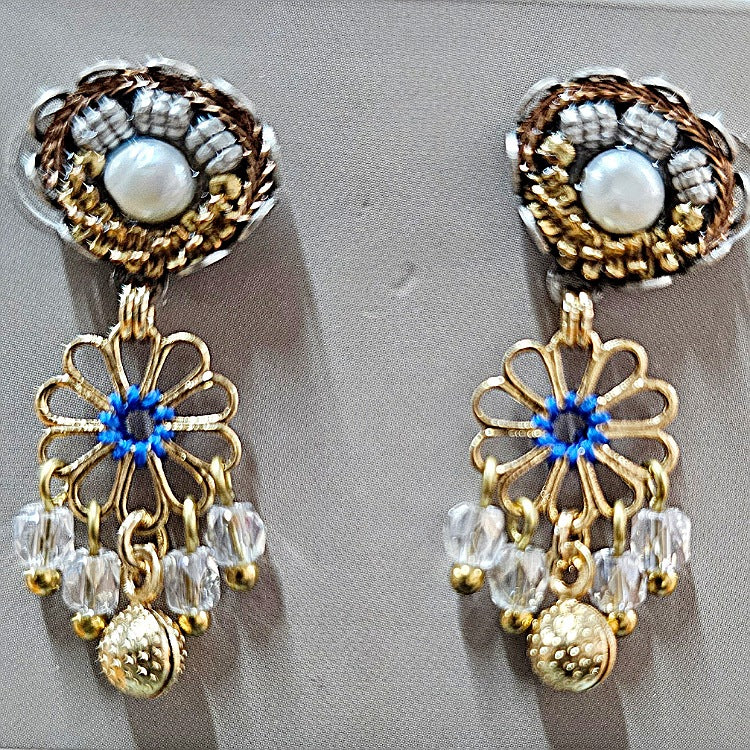 AYALABAR EARRINGS GOLD FLORAL DANGLES