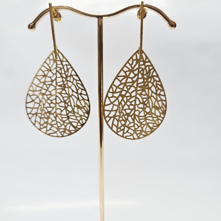 EARRINGS GOLD LEAF SKELETONS
