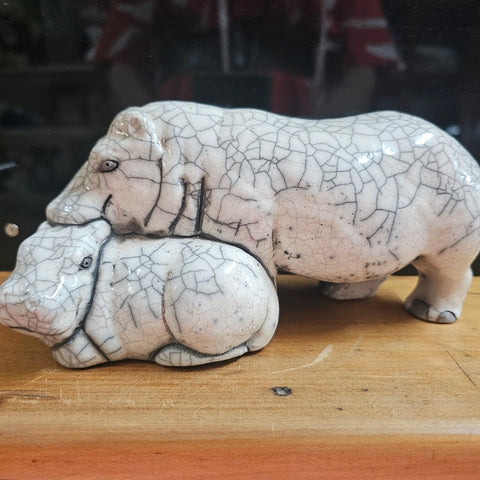 CERAMIC HIPPO AND CALF