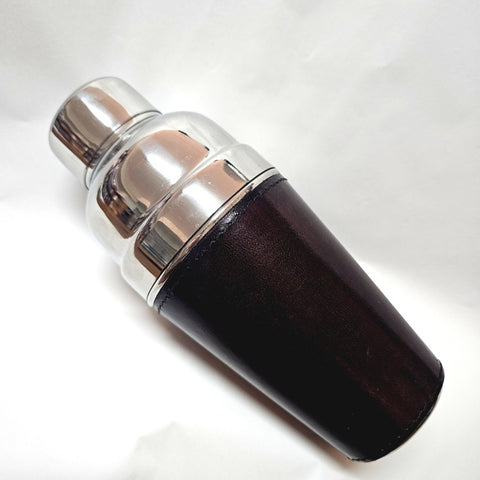 COCKTAIL SHAKER LEATHER COVERED CHOCOLATE