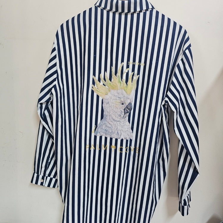 BLUE STRIPED COCKATOO SHIRT