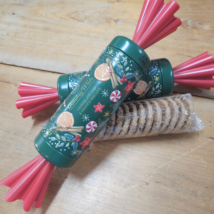 CHOC CHIP ORANGE BISCUITS IN CRACKER TIN
