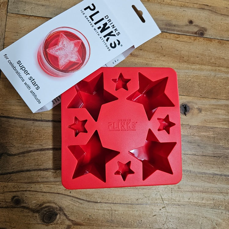 DRINKS PLINKS ICE CUBE TRAY RED STARS