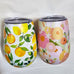 DOUBLE WALLED TRAVEL WINE TUMBLER WITH LID [DESIGN:AMALFI CITRUS]