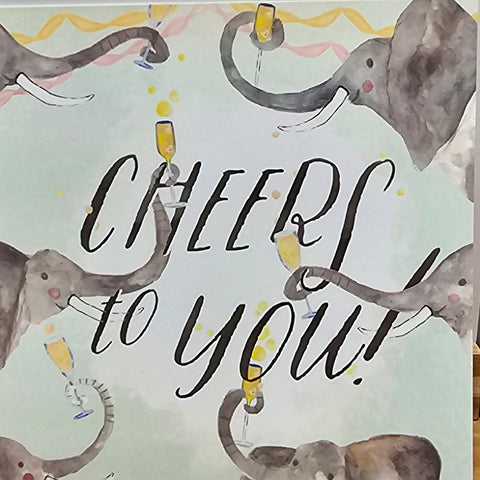 GREETING CARD ELEPHANT CHEERS