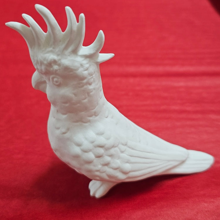 WHITE CERAMIC COCKATOO FIGURINE