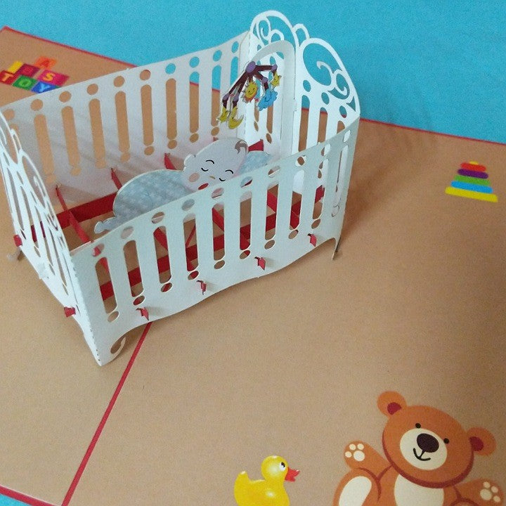 NEW BABY IN THE COT POP UP CARD
