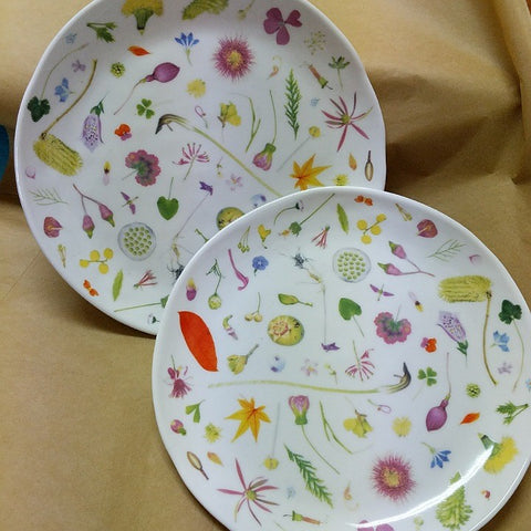 FLORAL FORAGER DINNER PLATES SET TWO
