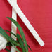 IVORY WHITE DAMASK LEAF TAPER CANDLES BOXED
