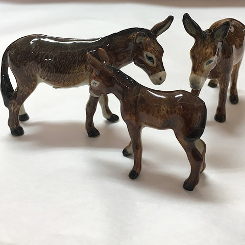 PORCELAIN TRINKET DONKEY FAMILY