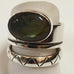 LABRODITE STONE ON DIAMOND PATTERN DOUBLE BANDED RING