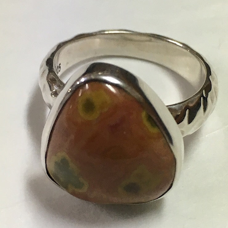 UNIQUE OCEAN JASPER AND STERLING SILVER RING