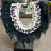 BISQUE BLACK FEATHER NECK PIECE ON STAND