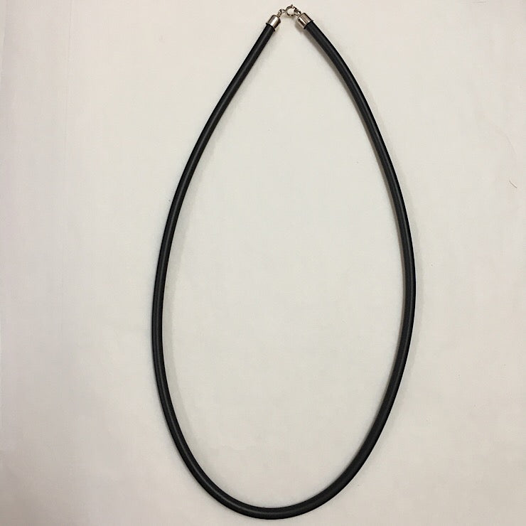 BLACK RUBBER NECKLET WITH STERLING SILVER CLASP