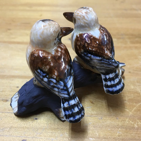 PORCELAIN TRINKET KOOKABURRAS ON BRANCH