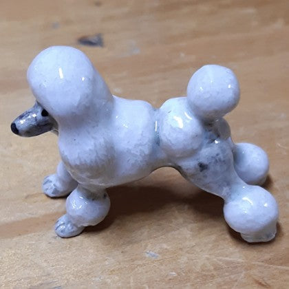 PORCELAIN TRINKET WHITE CLIPPED POODLE