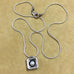 PEARL SET IN SQUARE SILVER PENDANT ON STERLING CHAIN NECKLACE