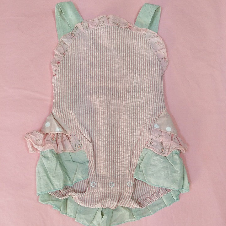 PINK PINSTRIPE BABY OVERALLS