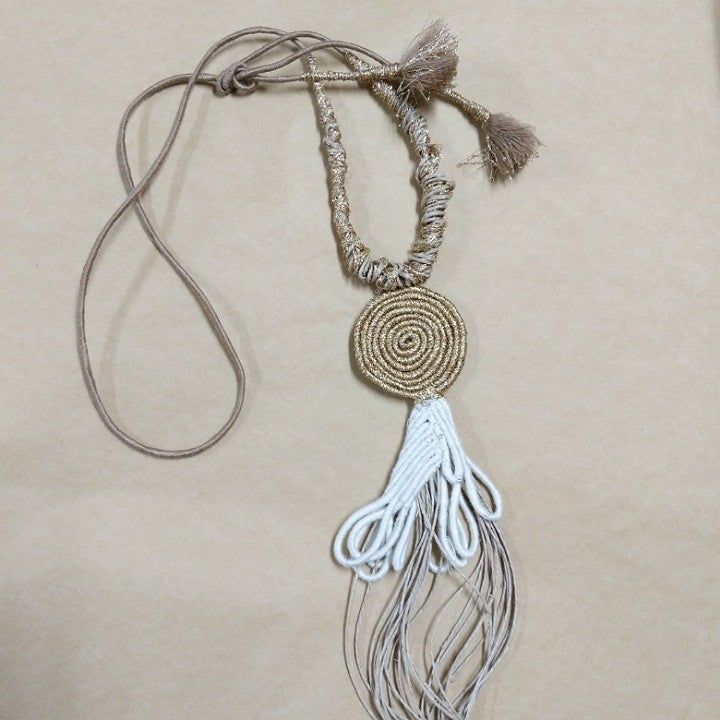GOLD CORD PENDANT ROPE NECKLACE