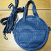 LEATHER BAG ROUND NAVY