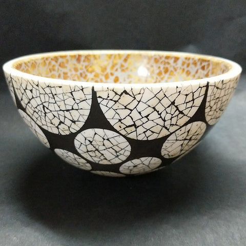 OSTRICH EGG SHELL DECORATED BOWL
