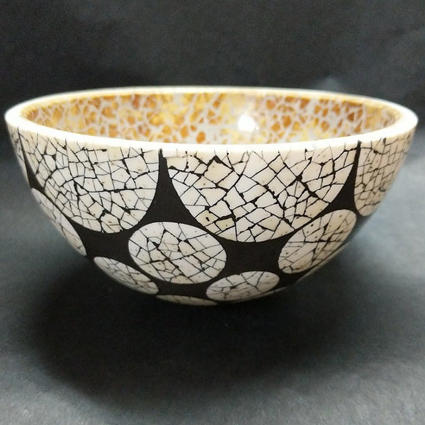 OSTRICH EGG SHELL DECORATED BOWL